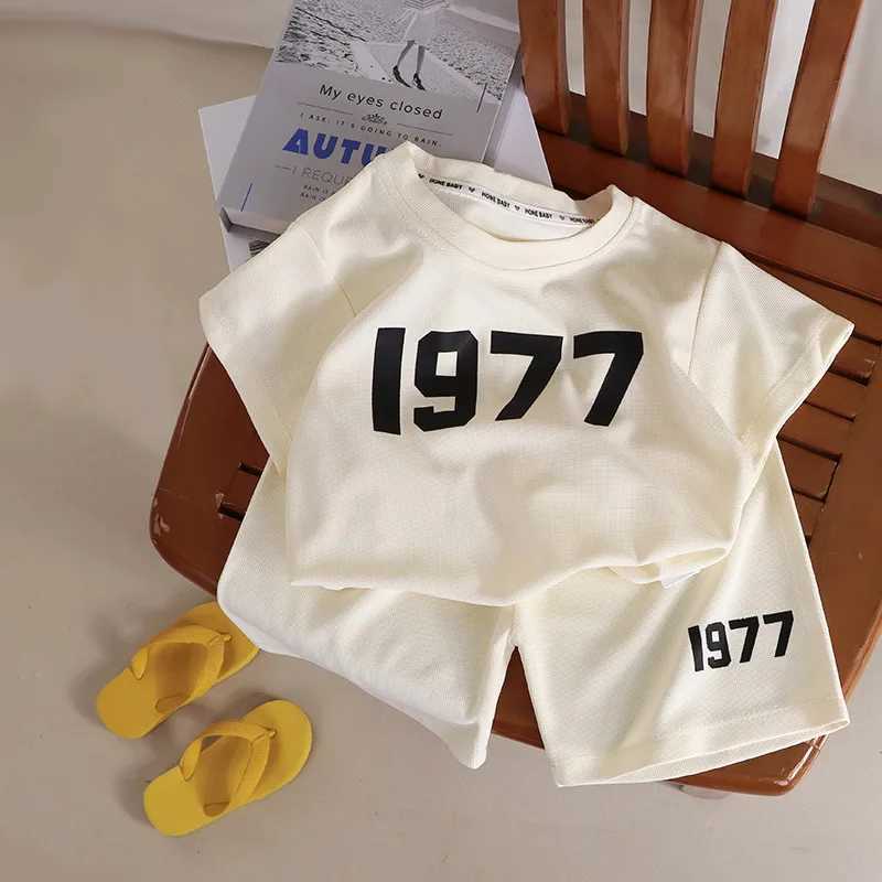 Clothing Sets Childrens short sleeved set summer clothing boy trend sports casual round neck topshort sleeved 2pieceset new baby track and field cloth