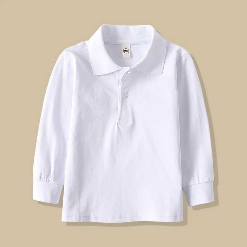 New Spring Children Long Sleeve Tshirts Cotton Primary School Uniform White Turn-down Collar Graduation Costume for Kids GirlsXJ241225