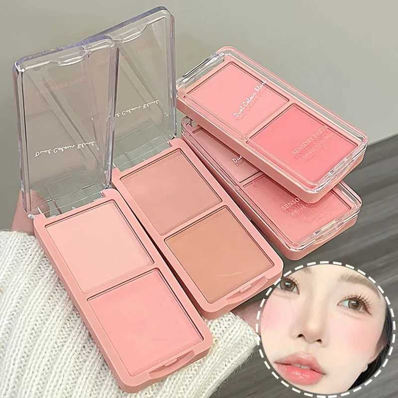 Nude Peach B Palette Face Makeup Two-color Natural Cheek Brighten Color Rendering Delicate Non-flying Powder Matte RougeXJ241225