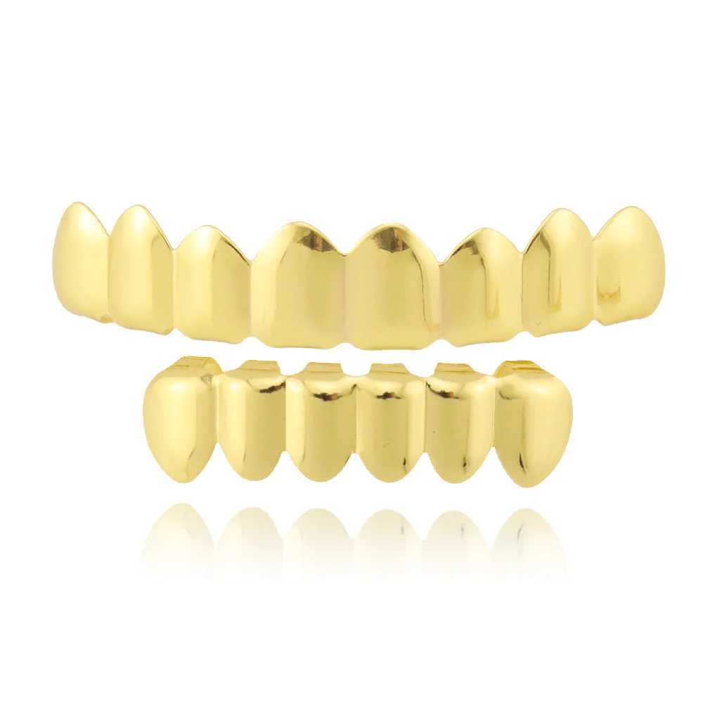 1set Long Hip Hop Teeth Grillz Gold Plated Dental Grills Rock Tooth Grillz Cs Crystal Teeth Cs Halloween Vampire ToothXJ241225