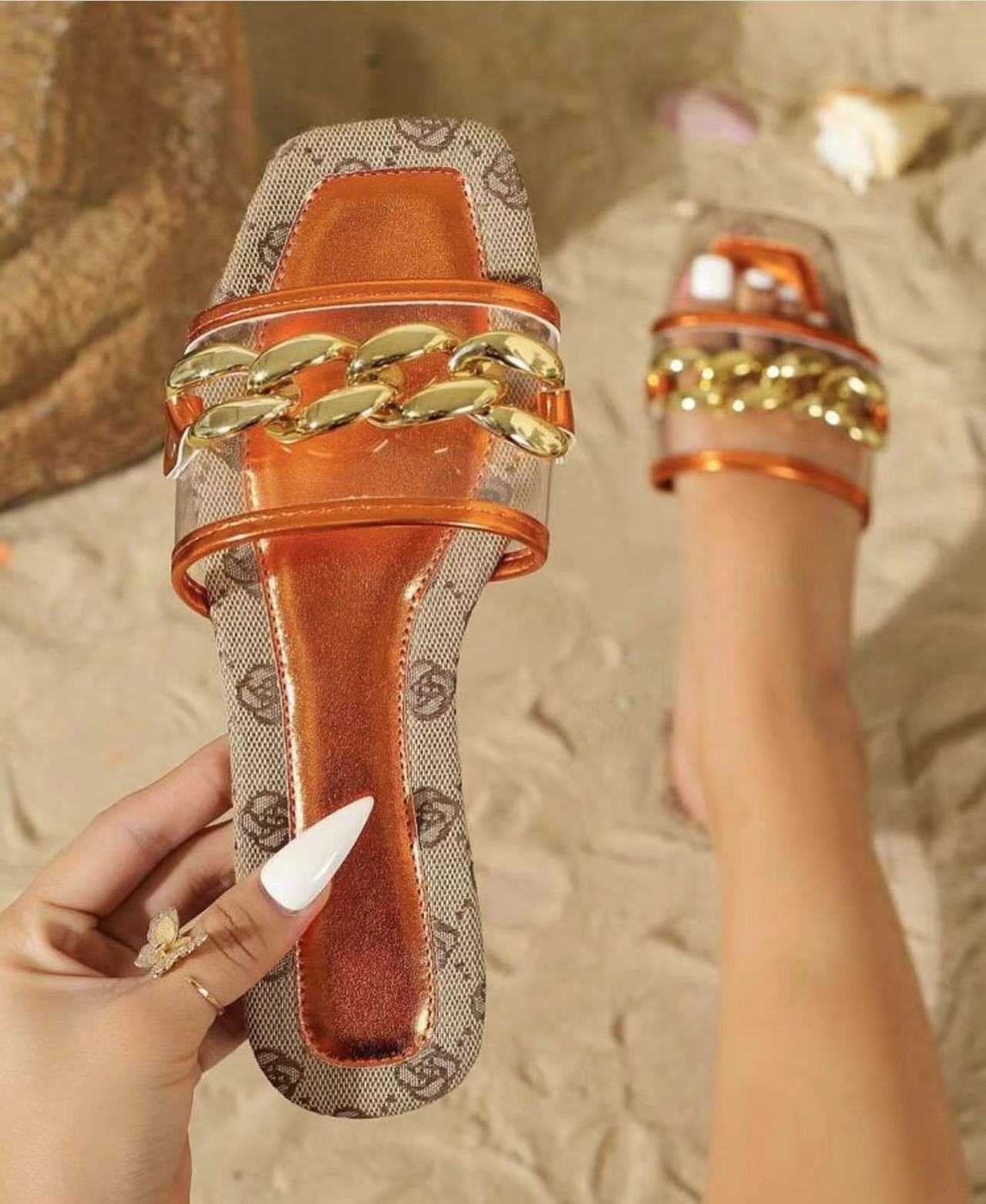 Women Flat Slipper Flower Print Sandal Casual Beach Slippers Slip On Outdoor Wear Sandals