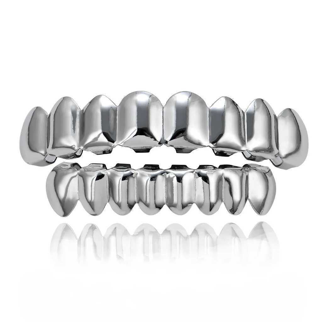 1set Hip Hop Gold Color Teeth Grillz Gold Plated Dental Grills Rock Tooth Grillz Cs Crystal Teeth Cs Halloween VampireXJ241225
