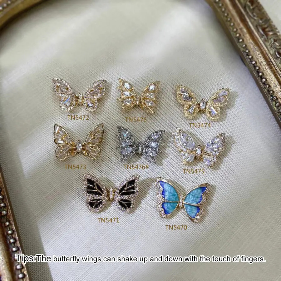 10pcs Flying Shaking Butterfly Zircon Alloy Nail Art Crystals Rhinestone Decorations Charms Jewelry Nails Accessories Supplies 241225