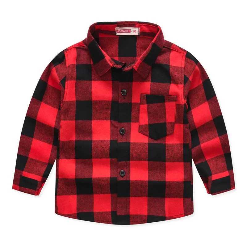 Childrens Red Plaid Shirts Kids Clothes Baby Boys Shirts Coat for Spring Autumn Girls Tops Long-Sleeve Jacket Bottom ClothingXJ241225