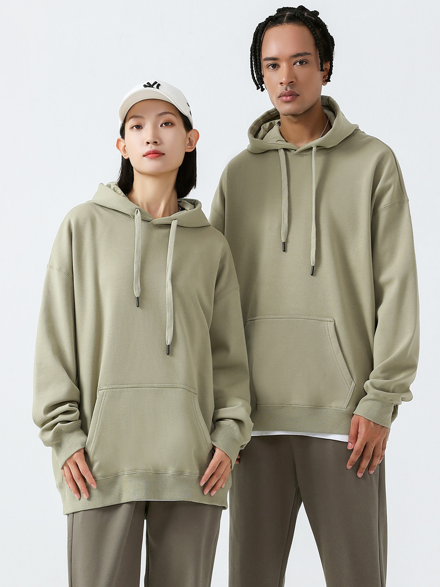 New Hoodies Sweatshirt Mens 600G Fleece Thicken Plus Size Solid Basic Essential Unisex Casual Women Pullovers Jogger Tops