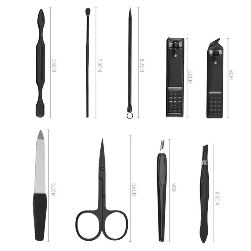 9Pcs Nail Clippers Set with Leather Bag Professional Trimmer Pedicure Care Tools Manicure Set Nail Art Grooming Tools 241225