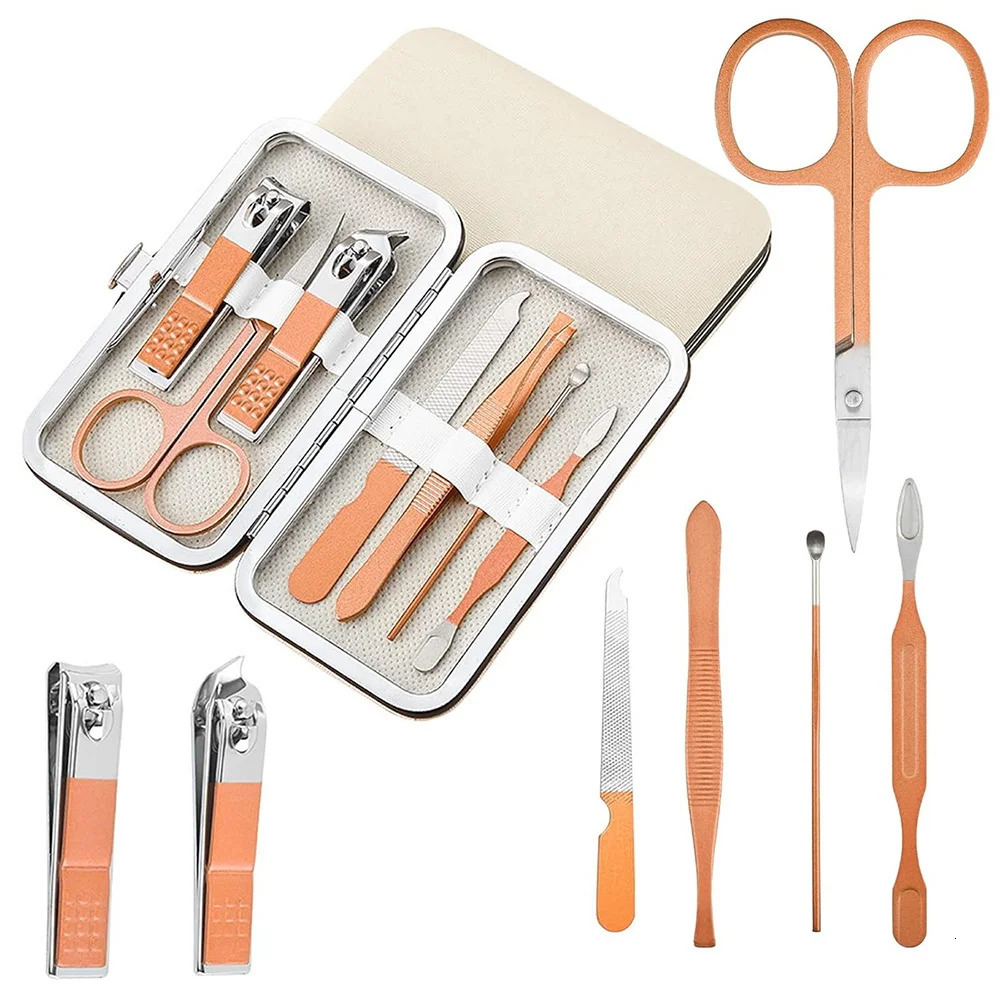Customized Name 7Pcs Portable Manicure Set Pedicure Kit Organizer Stainless Steel Nail Clippers Case Care Tools Grooming Suit 241225
