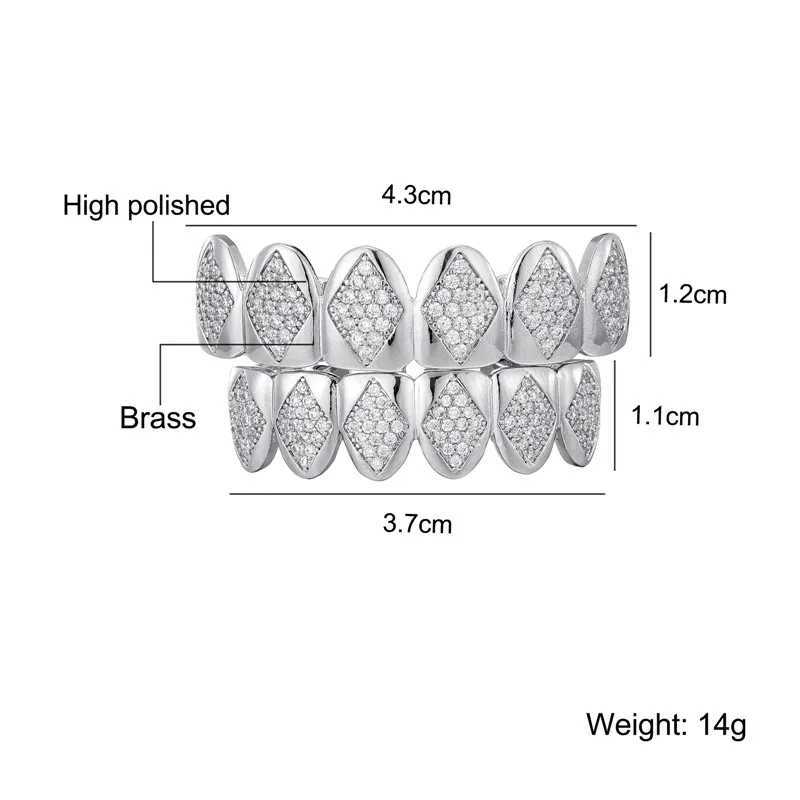 D Z CZ Teeth Grillz Set For Unisex Top Bottom Mouth Gold Silver Color Teeth Grills Tooth C Removable Dental Fashion JewelryXJ241225