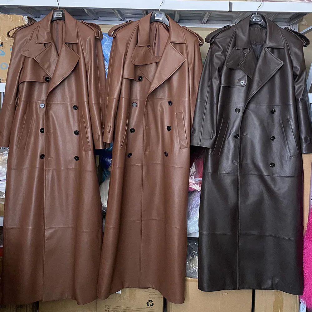 YOLOAgain 2024 Autumn 150cm Length Long Real Leather Trench Coat Women High Quality Genuine Jacket Female Streetwear 241225