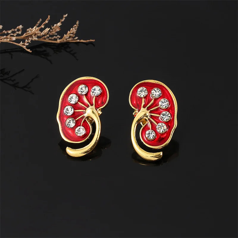 Wholesale 10Pcs/Lot Red Kidney Crystal Enamel Pin Gift Doctor Nurse Brooches Jewellery Accessories Badge 241224