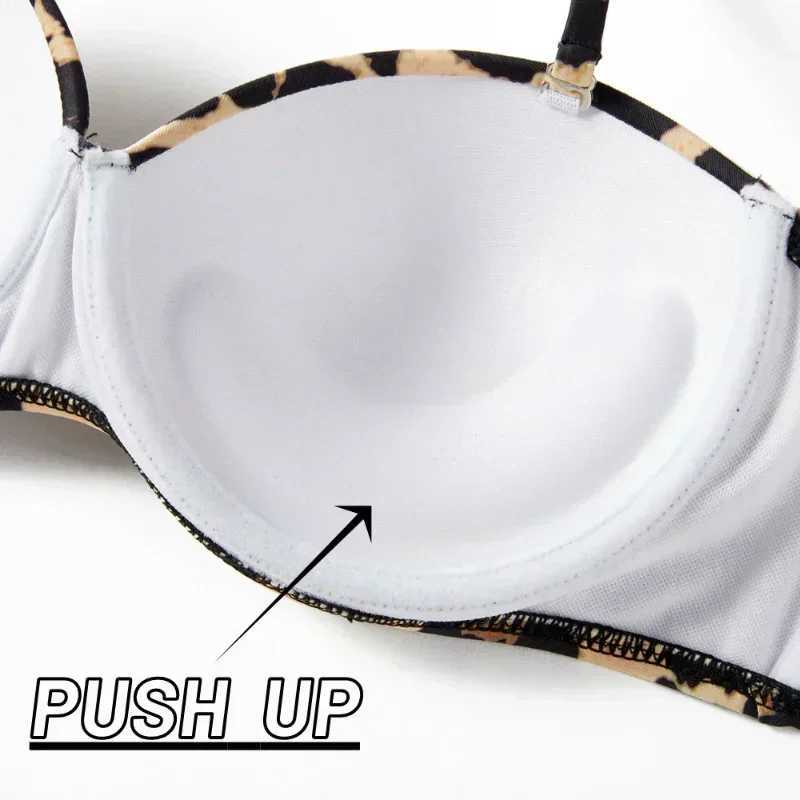 Sexy womens bikini swimsuit push up bra bikini set two-piece swimsuit low waist beachwear leopard print swimsuitW241225