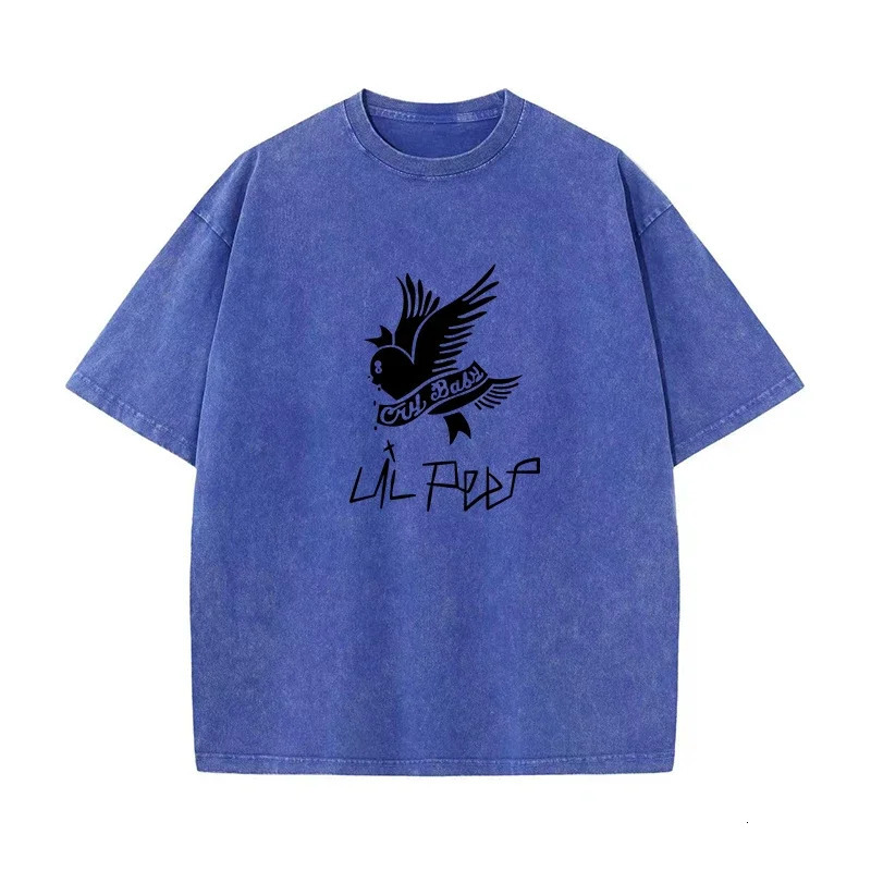 230G Cotton T-shirt Vintage Short Sleeve Lil Peep Cry Y2K American Retro T Shirt Men Women Summer Hip Hop Harajuku Tees 241224