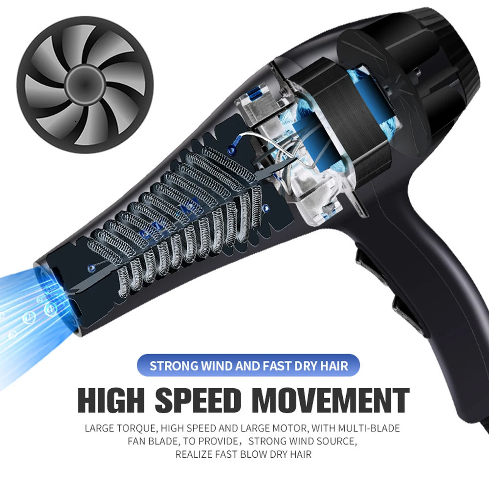 Hair Dryer and Cold Wind With Diffuser Conditioning Powerful Hair Dryer Motor Heat Constant Temperature Hair Care Blow Dryer 241225