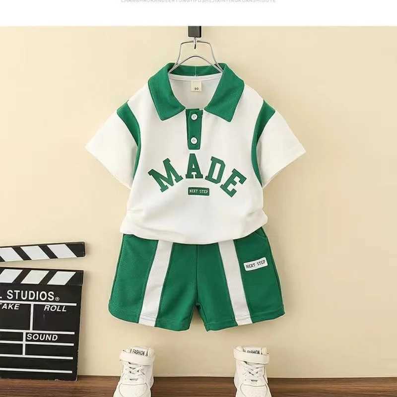 Clothing Sets Summer Baby Girls Clothes Set Children Lapel T-shirts and Shorts 2 Pieces Suits Kid Printed Letter Top Bottom Outfits TracksuitsY241225Z