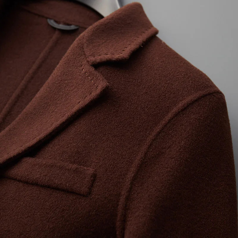 2024 Autumn and Winter Mens Coat Urban Leisure AllMatch Reversible Woolen Pure Wool MidLength Suit 241225