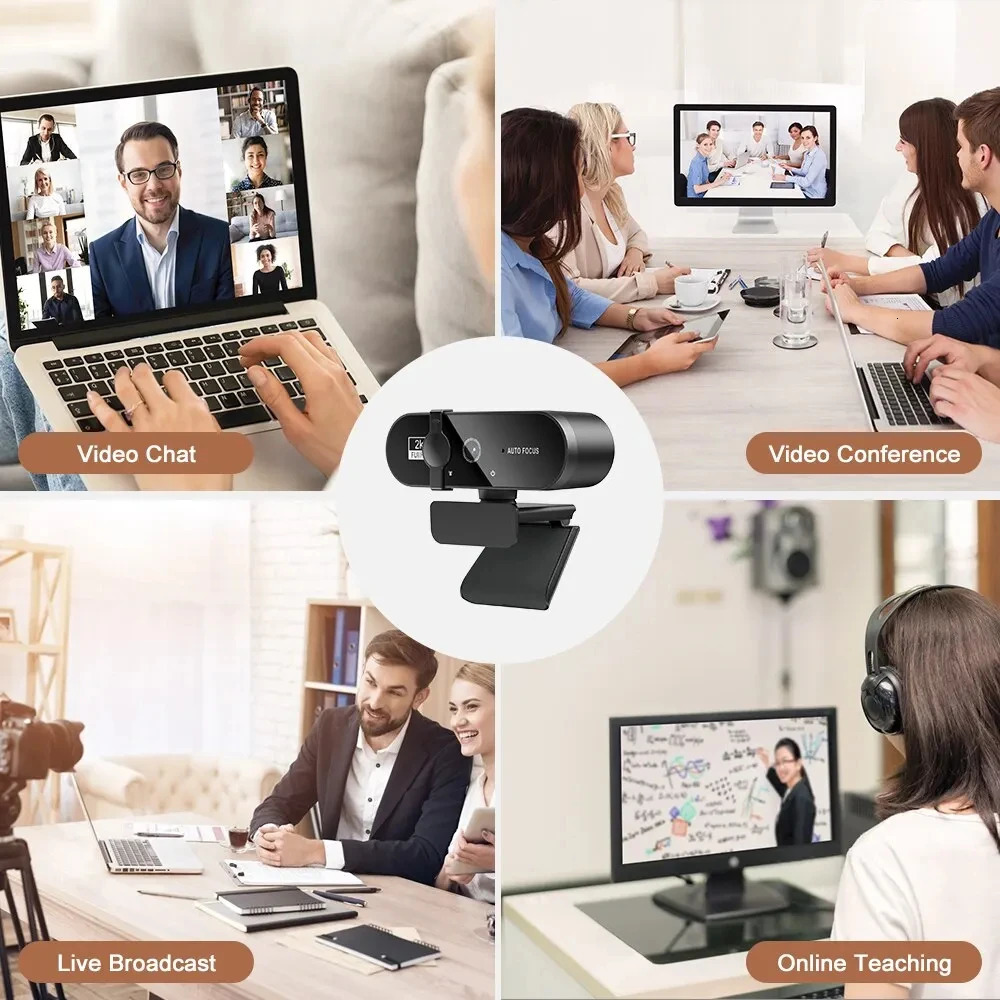 4K Webcam 1080P Mini Camera 2K Full HD Webcam with Microphone 30fps USB Web Cam for Auto Focus PC Laptop Video Shooting Camera 241225