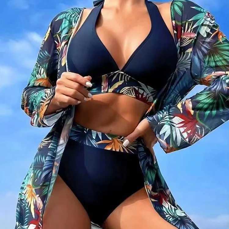 Womens three piece swimsuit bikini hot swimsuit covers the body and looks thin 2024 new modelW241225