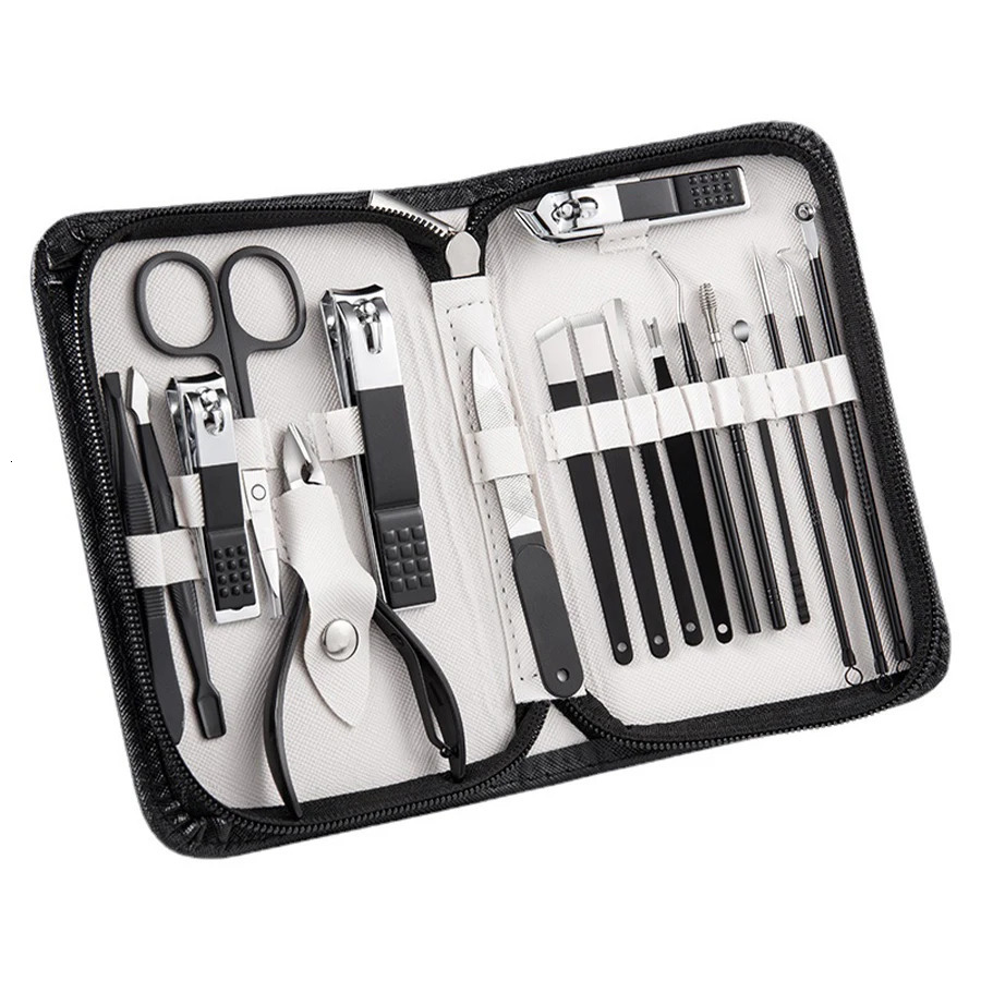 9/18 Pcs Professional Manicure Set Nail Clipper Set Beauty Set Zipper Pack Stainless Steel Portable Leather Travel Gifts 241225