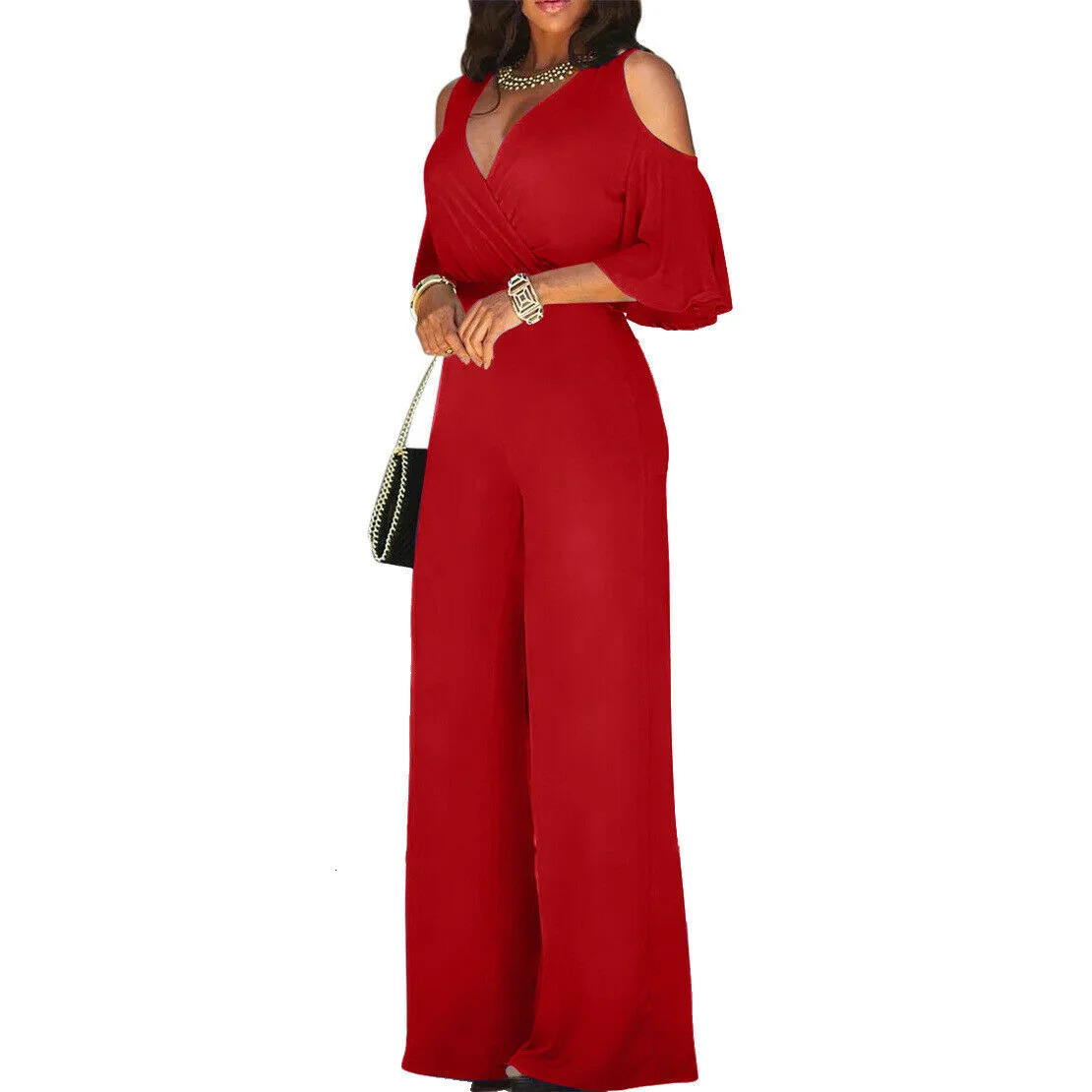 Women Summer Jumpsuit Short Sleeve Elegant Jumpsuits Long Wide Leg Pants High Waist Casual Bodysuit Fashion Overalls Loose 241225