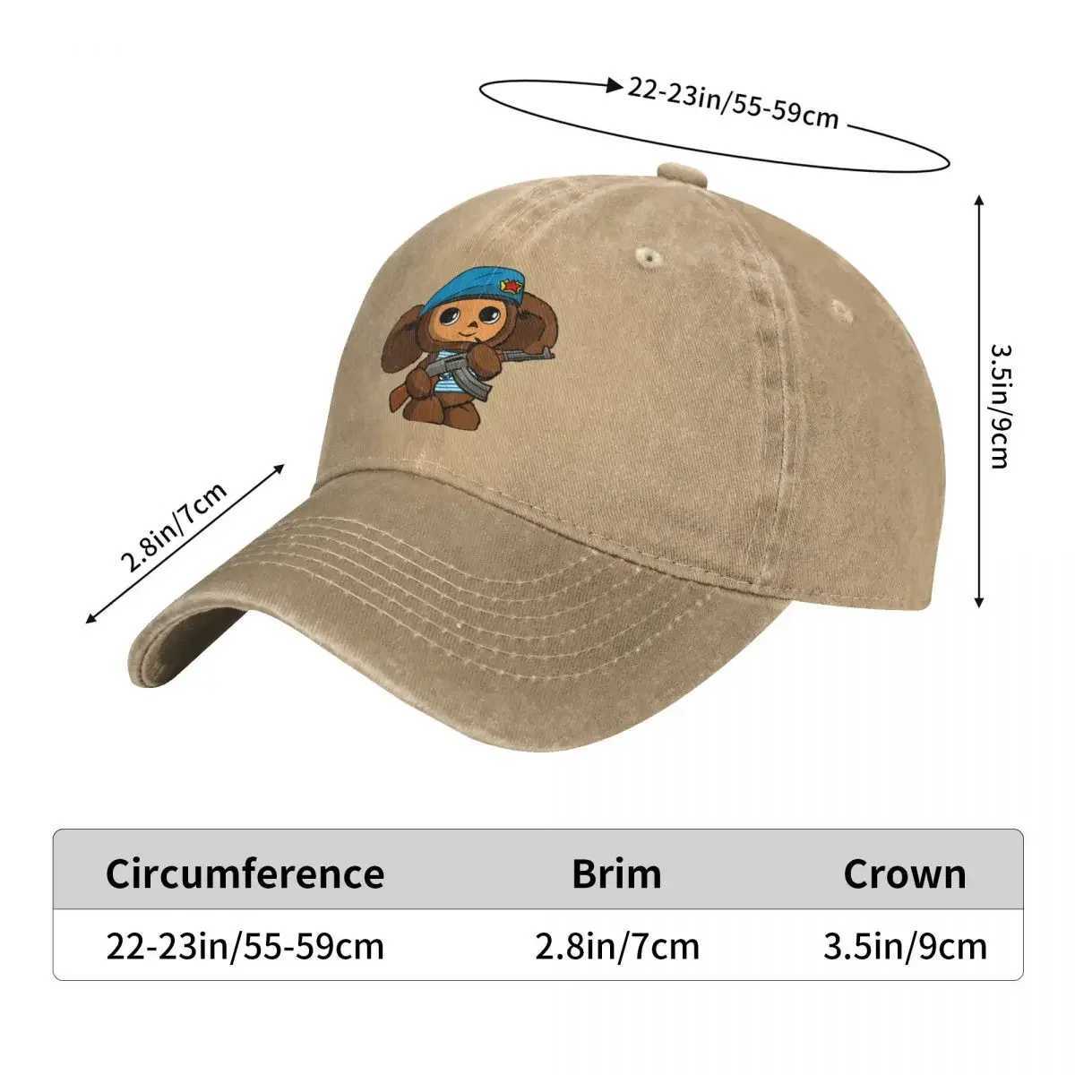 Cheburashka Che Burashka Gena Russian cartoon multi-color hat Peaked womens hat classic gun personalized sun hat W241225