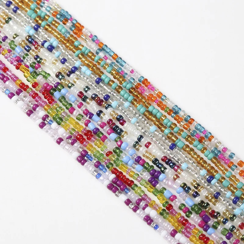 12 Pieces 50Inch Waist Beads Set Summer Handmade Colorful African Belly Bead Chain Plus Size Body Jewelry Stretching Belly Chain 241225