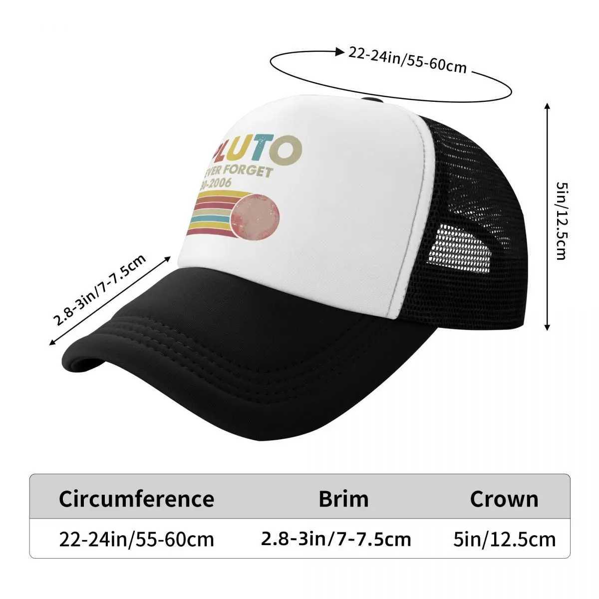 Pluto Never Forget 1930-2006 Retro Baseball Hat Mesh Hat High Quality Peaked Mens Hat W241225