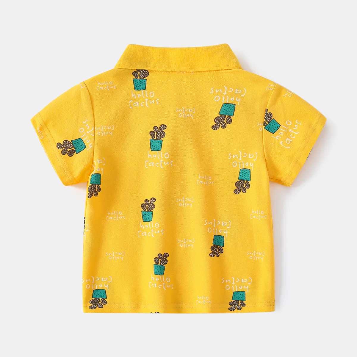 Summer Boys Short Sleeve Casual Breathable Cotton Print T-shirt Kids Contrast Color Full Printed Polo Shirt 3-8 YearsXJ241225