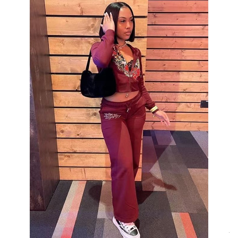 Women 2 Piece Zipper Fly Hooded Crop Jacket Casual Jogging Pants Matching Set Fall Winter Workout Tracksuits