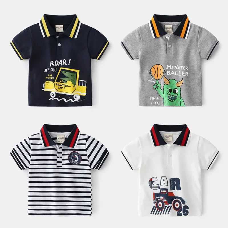 Boys Polo Shirt Short Sleeve Summer 90-130 CM Children Tops Wear Kids Tees Soft Boys Shirts Costumes 4-6YXJ241225