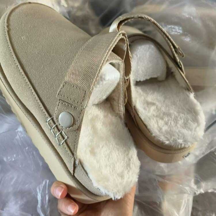 slides slippers clogs Thick soled with back strap Boken shoes size autumn new item cowhide veet casual toe cap s