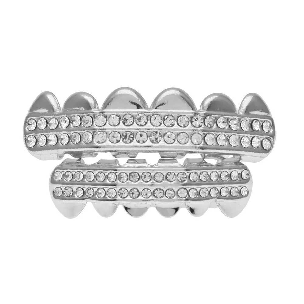 1 Set Hip Hop Teeth Grillz Gold Plated Dental Grills Rock Tooth Grillz Cs Crystal Teeth Cs Halloween Vampire Tooth GiftXJ241225