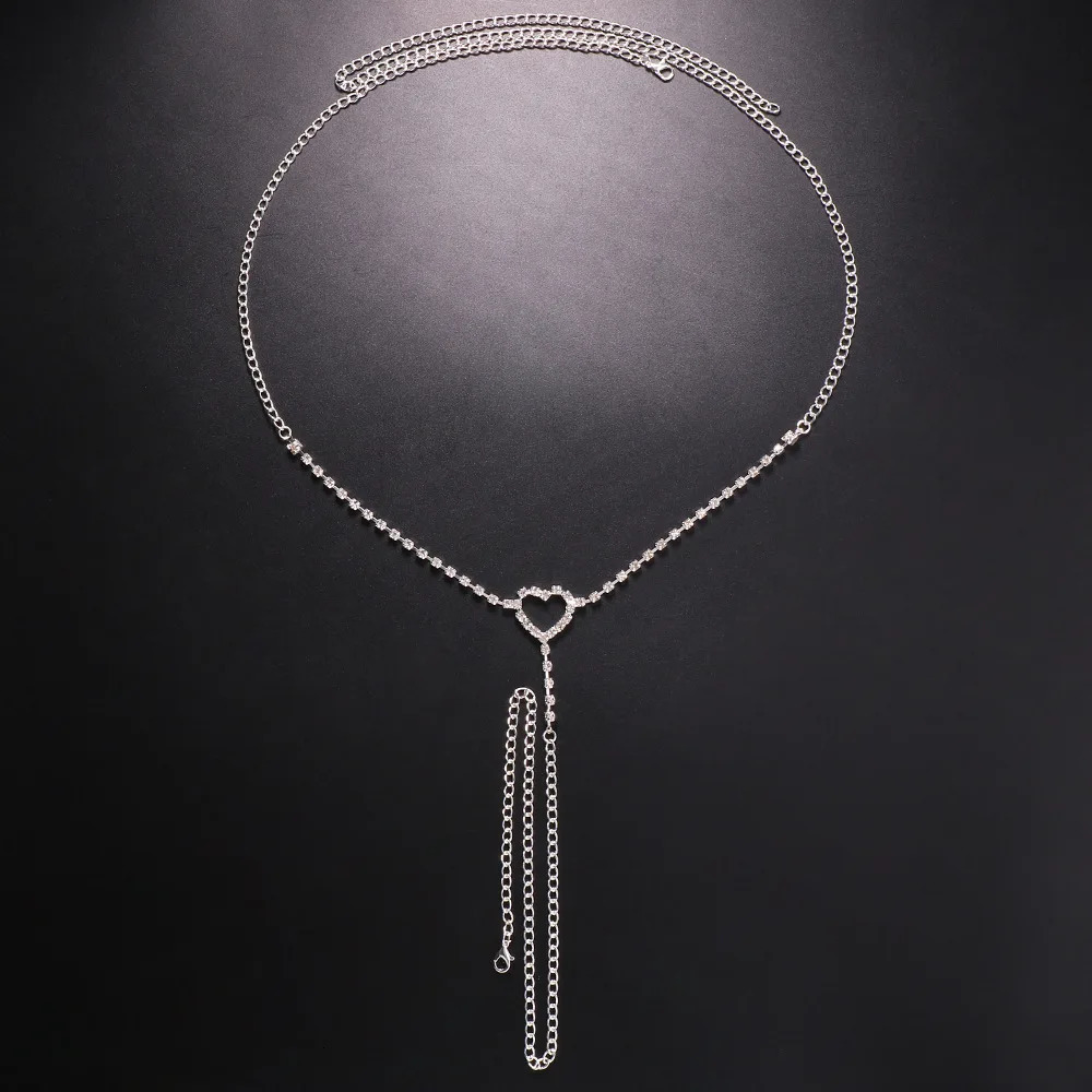 Crystal Heart-shaped Waist Chain Belly Button Accessories Summer Beach Bikini Adjustable Jewelry Ladies Girls 241225