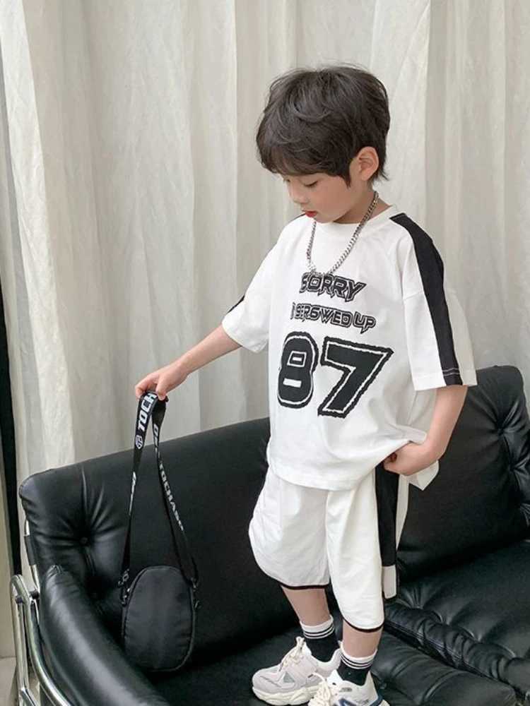 Clothing Sets Summer Children Boy Clothes Set Letter Printed Short Sleeeve T-shirts and Shorts 2 Pieces Suit Kid Fashion Top Bottom OutfitsY241225HMEX