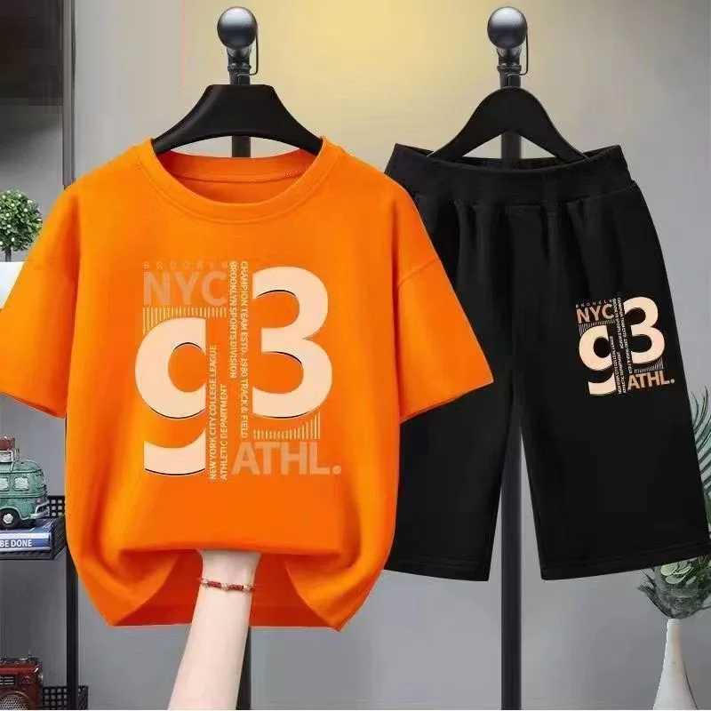 Clothing Sets Summer boys clothing set childrens girls cartoon bear print T-shirt and shorts 2-piece set childrens casual topY241225EHKM