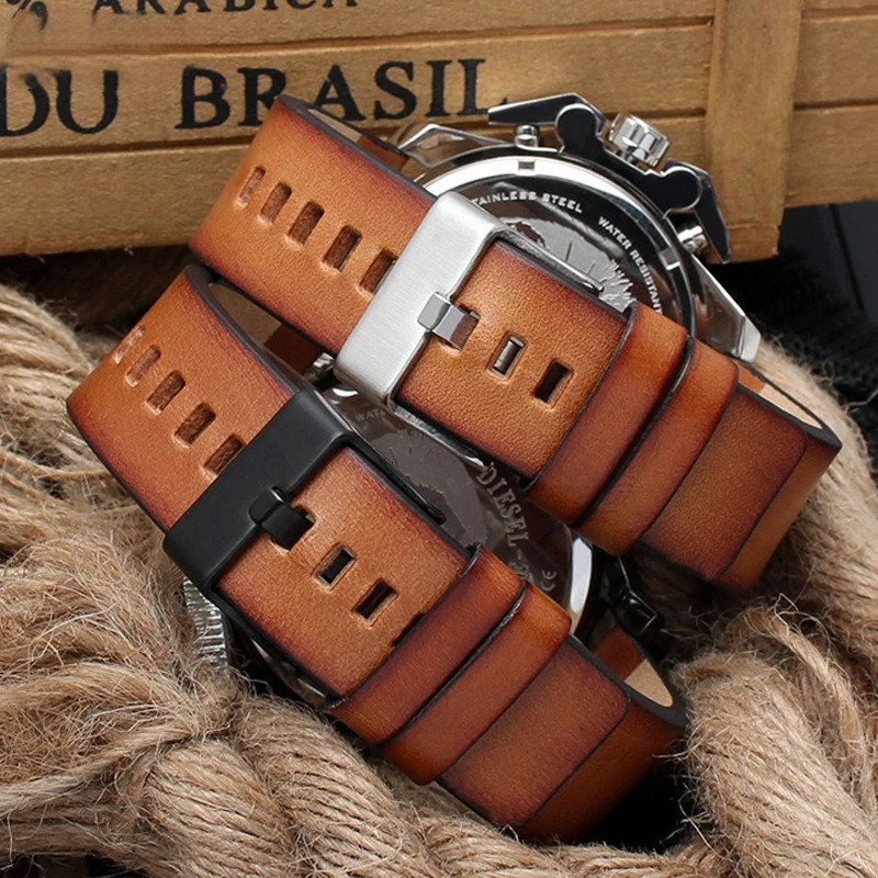 22 24m 26mm men Genuine Leather band for diesel DZ7406 DZ7408 DZ4476 DZ4343 watch strap Brown watchband Retro wristband Bracelet 241225