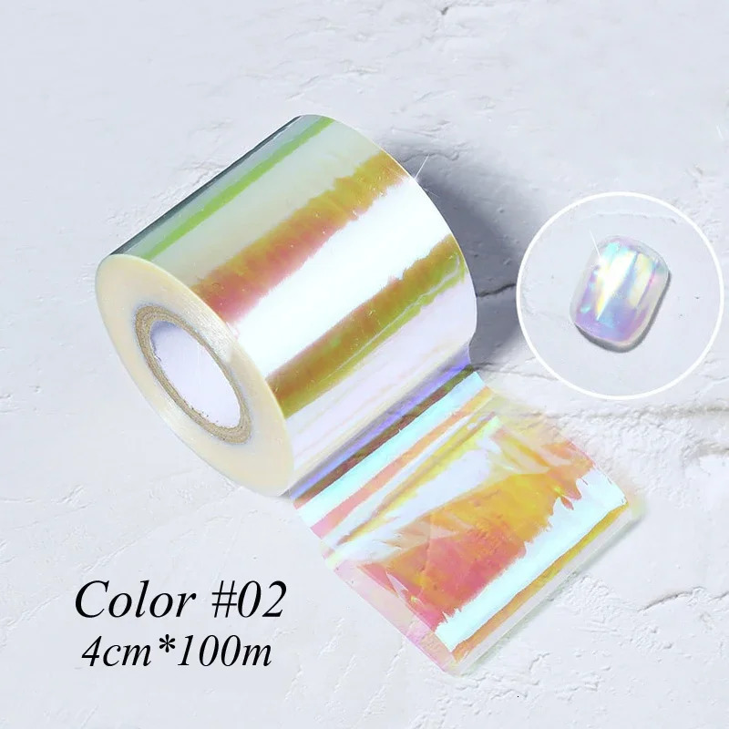100m Aurora Nail Cellophane Foil Film Laser Clear Nail Glass Paper Korean Ice Cube Effect Nail Manicure Decoration Sticker Tool 241225