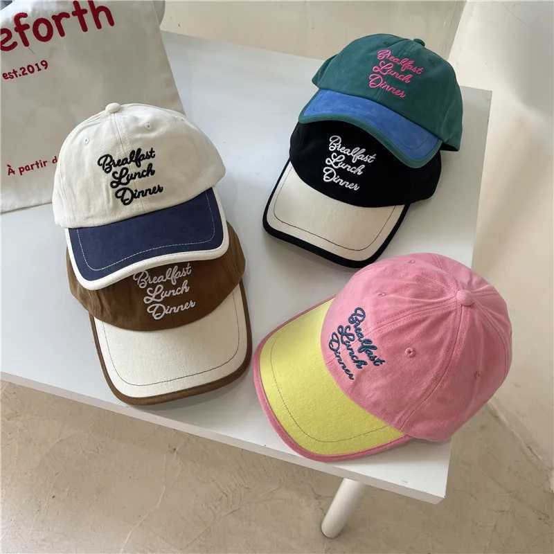 Korean colored square duck tongue hat suitable for men women embroidered letter baseball caps couple outdoor sun hats fashionable leather hats W241225