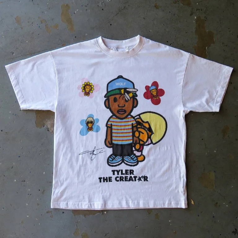 T Shirt Y2K Clothes American Hip Hop Cartoon Character Graphic Print Oversized TShirt Men Women Round Neck Short Sleeve Tops 241224