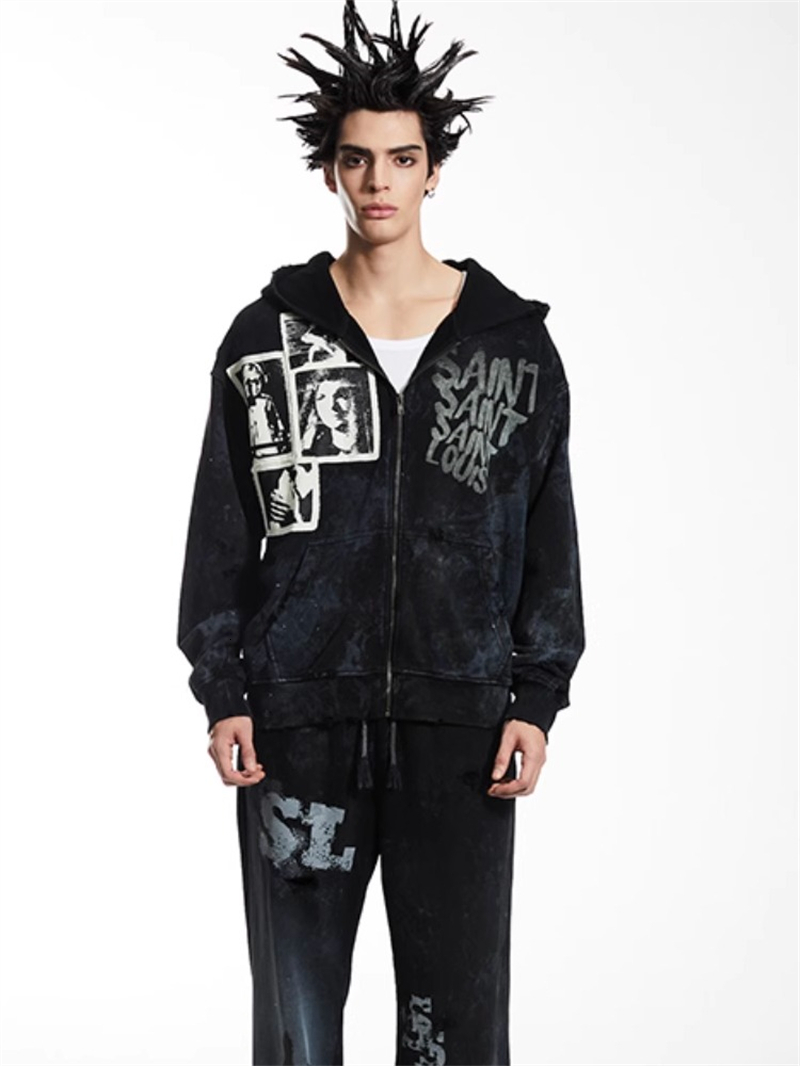 Portrait Photo Print Saint Zipper Hoodies Men Women Best Quality Vintage Oversize Sweatshirts Hooded With Tag