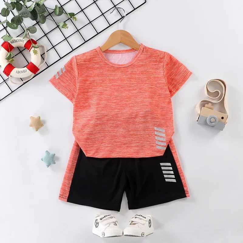 Clothing Sets Summer Kids Clothes Boys and Girls Tracksuit Quick Drying T-Shirt and Shorts 2pcs Sets Side Striped Ventilate Training Kid SuitsY241225V