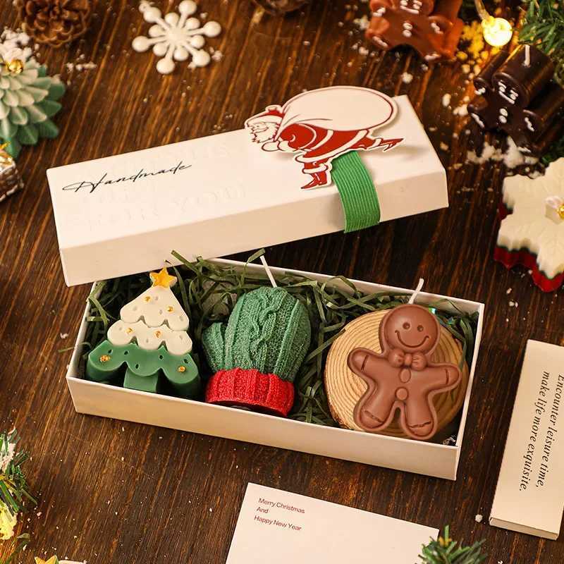 3pcs Set Christmas Shaped Scented Candle Handmade Aesthetic Cute Deer Aroma Soy Wax Cute Decorative Large Candle Holders Pillar C251015