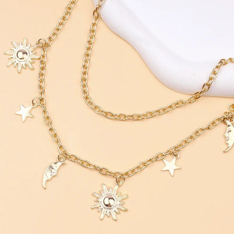 Hip Hop Fashion Metal Star Moon Double Layer Chain Sexy Pants Chain Body Fashion Sexy Adjustable Waist Chain 241225
