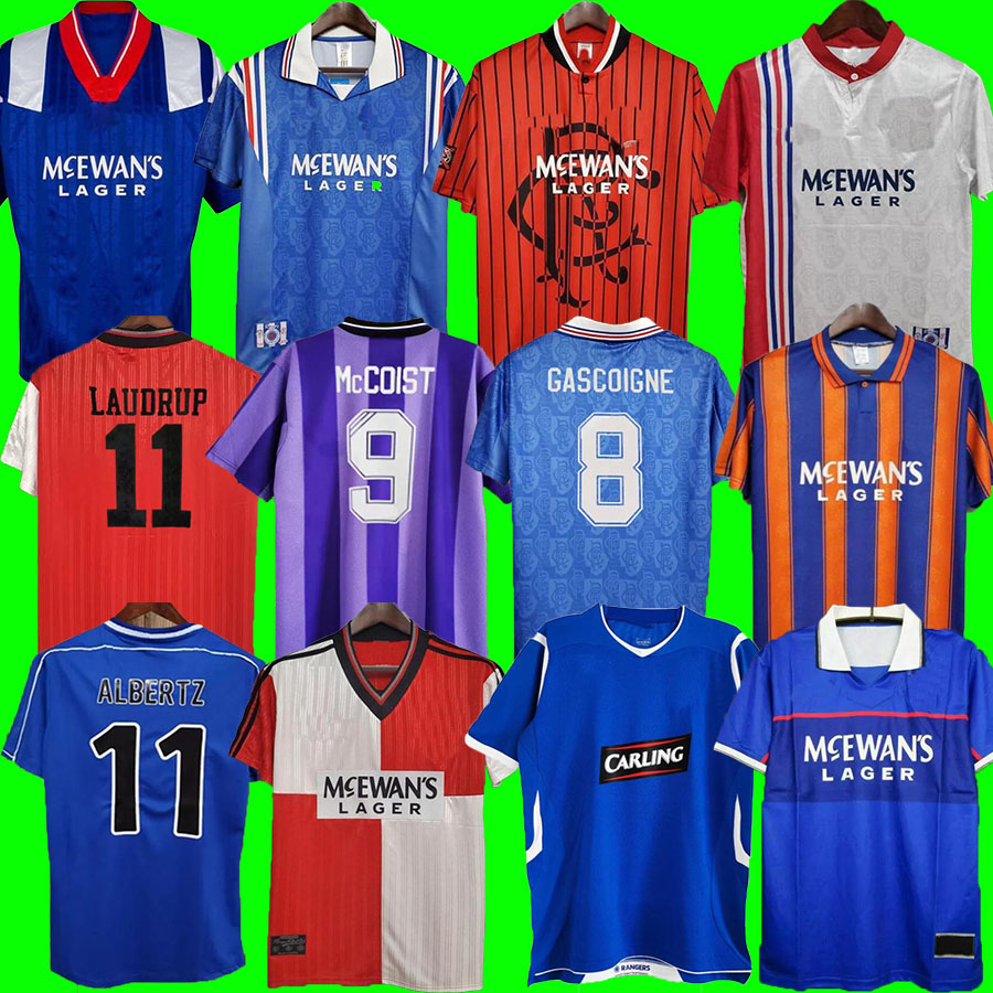87 90 92 93 94 95 96 97 99 01 08 Glasgow Retro Rangerss fc soccer jerseys GERRARD GASCOIGNE LAUDRUP gerrard MCCOIST retrio football shirt