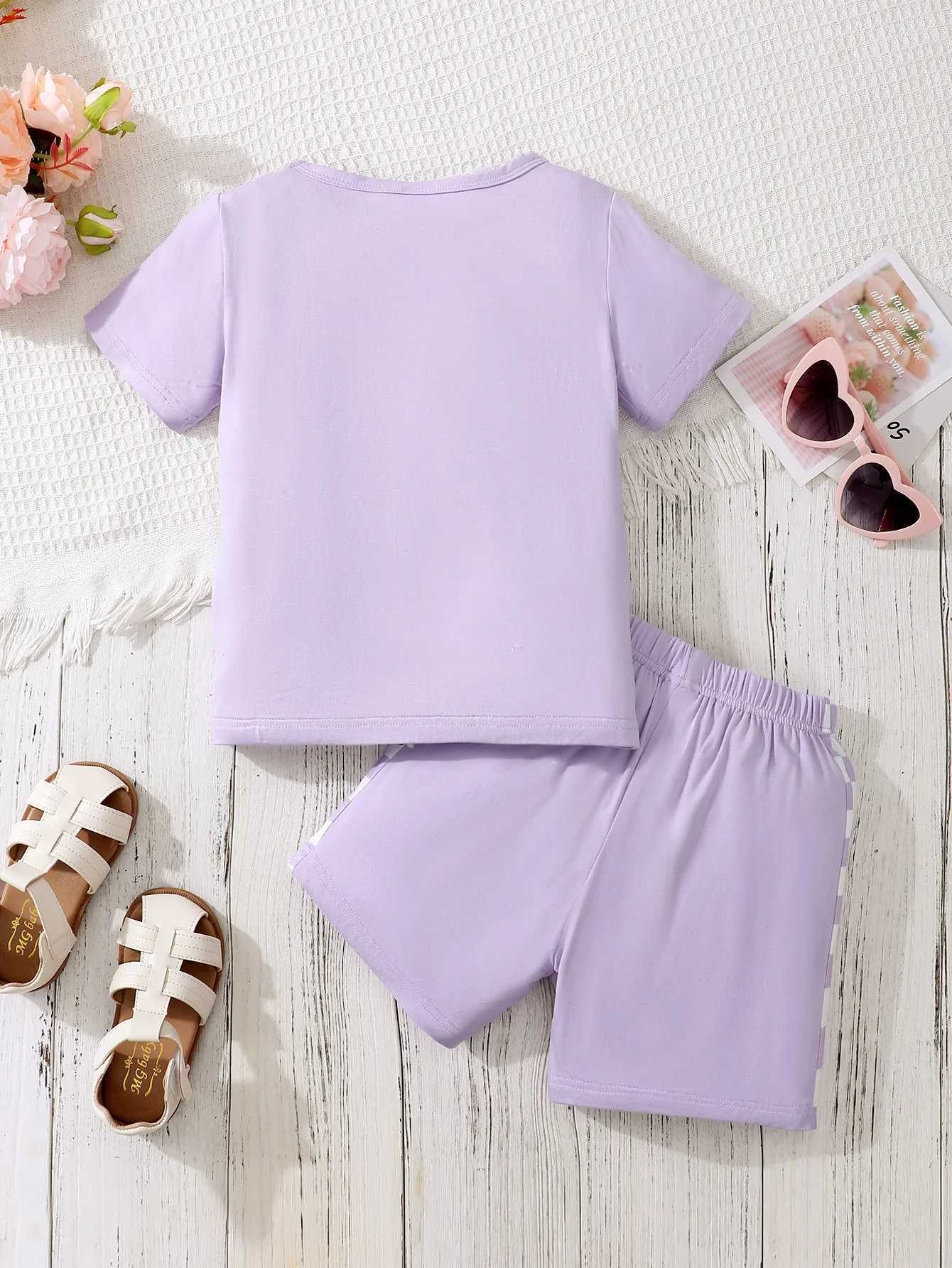 Clothing Sets 4-7 Years Kids Boys Girl 2PCS Clothes Set Letter Print Short Sleeve T-shirt+Solid Shorts Summer Casual Sport Style Children WearY2412259