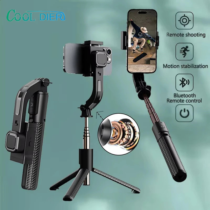 COOL DIER 2025 Bluetooth Handheld Gimbal Stabilizer Mobile Phone Selfie Stick Adjustable Tripod for Smartphone Tiktok Live 241220