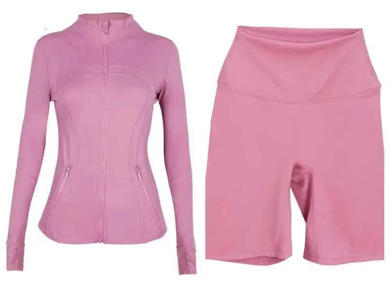 jacket short Workout set Women Yoga jackets shorts leggings Push Fiess High Waist Sports Jackets Zip Up Coat Outfits Pants zip up Gym Sets