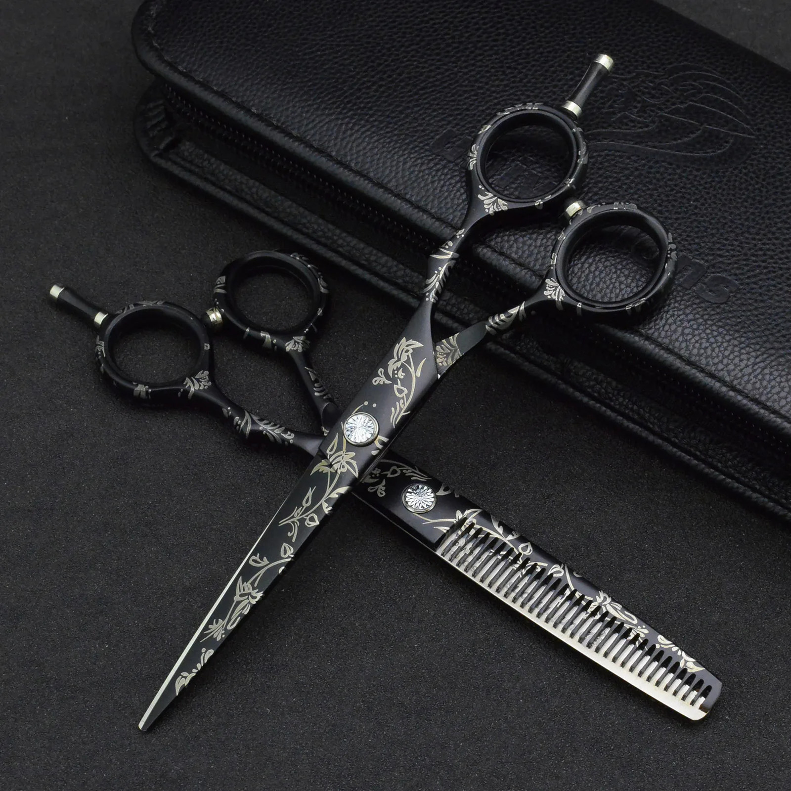 5.5 Black Pink Hair Scissors Razor Hairdressing Scissor Sale Professional Hair Dressing Scissors Barber Clipper Japan Haircut 241225