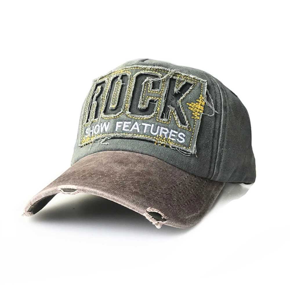 New and old baseball caps washed cotton pea stone letter embroidery vintage sun hat W241225