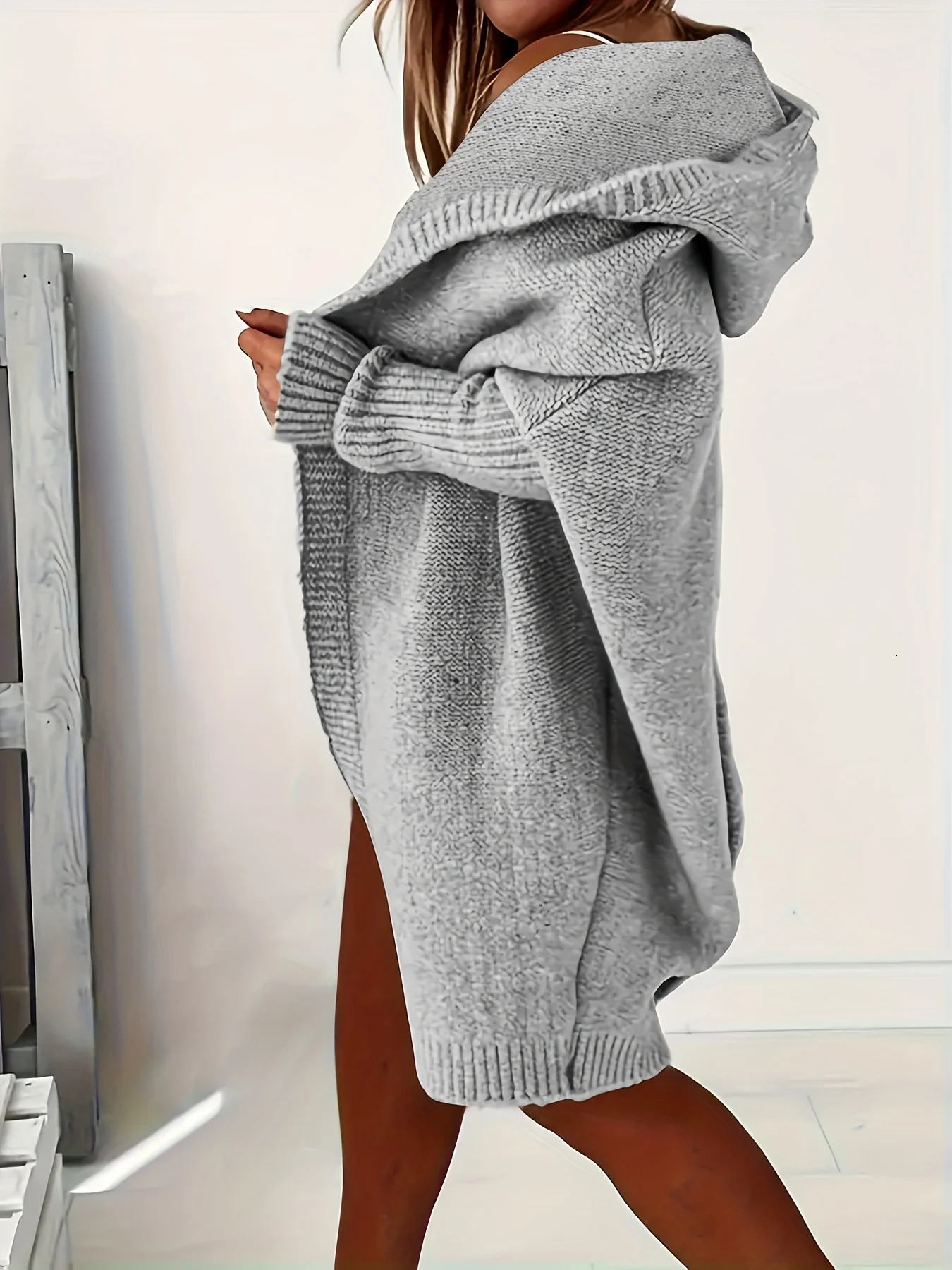 Plus size pure color warm cardigan 241225