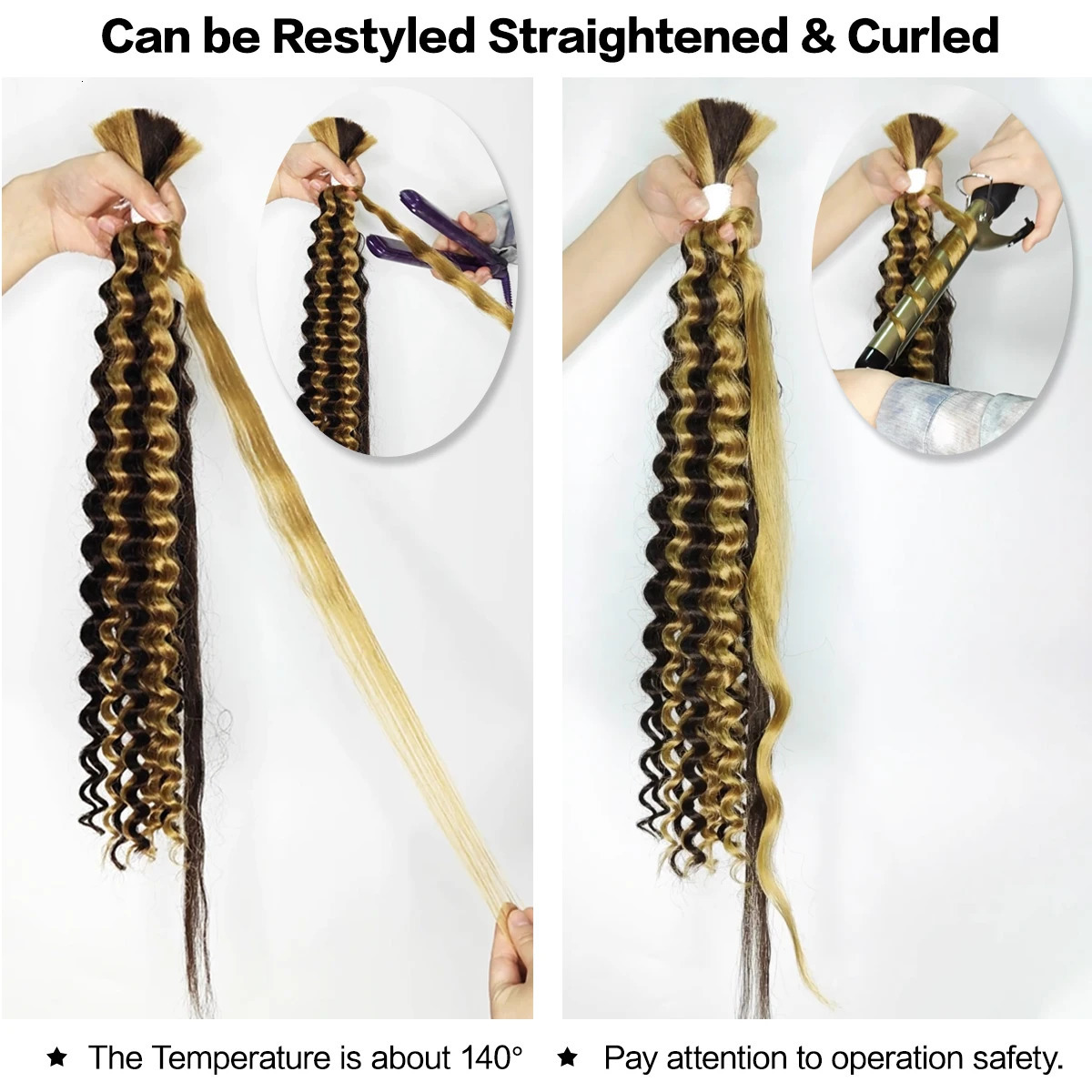 26inch Synthetic Deep Wave Bulk hair For Braiding 90g No Weft Deep Wave For Women High Quality Synthetic Protein Hair 241225